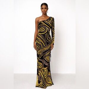 Aleta NWOT One-Shoulder Asymmetrical Beaded Evening Dress 4